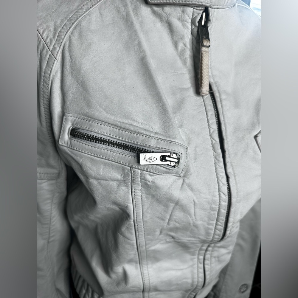 Vintage Diesel White Leather Zip-Up Jacket - Picture 9 of 17